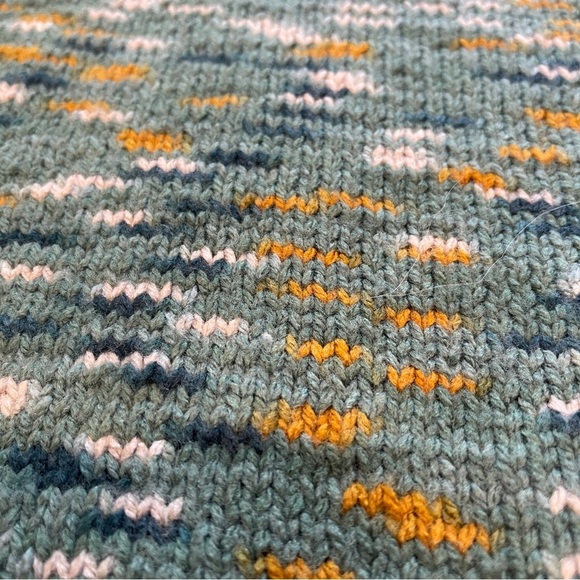 Vintage Handmade Green Yellow White Marled Pullover Turtleneck Sweater - Picture 5 of 6